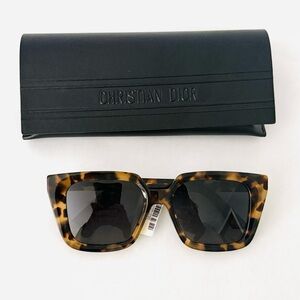 Christian Dior Midnight Tortoise Shell Sunglasses in Havana w/Case NWT $500
